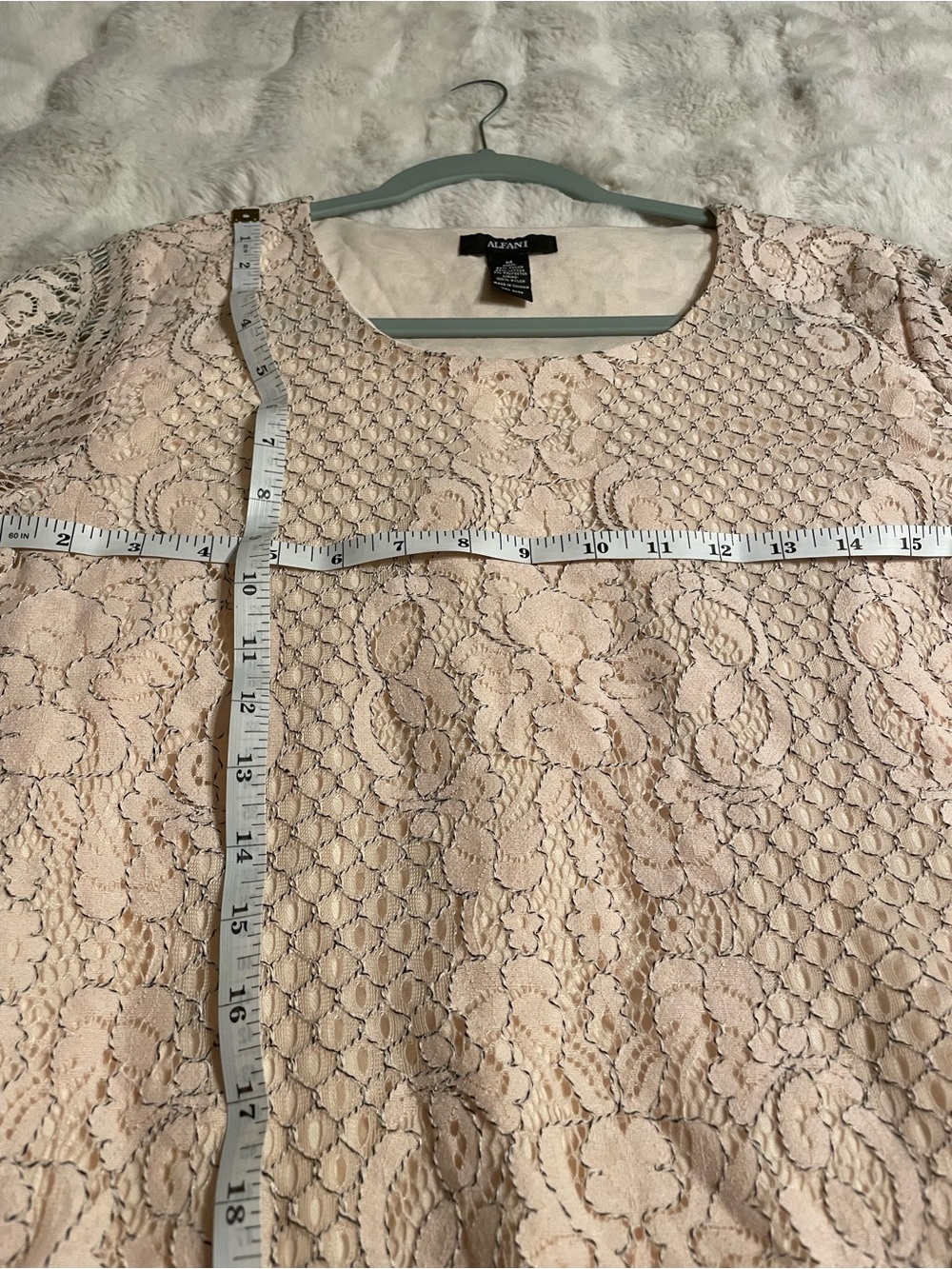 Alfani Blush Lace Bell-Sleeve Women's Top - Picture 14 of 16